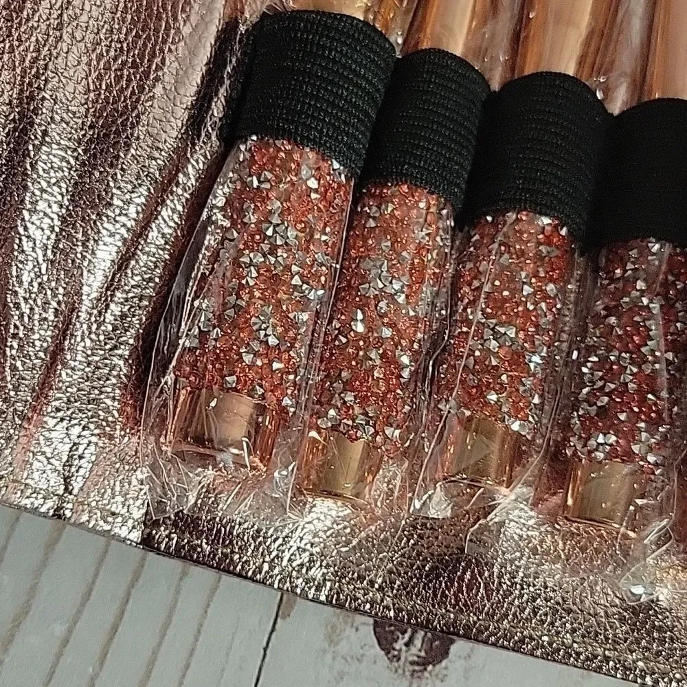 Love + Happiness Glitter 10 Piece Brush Set With Case 🌈 new